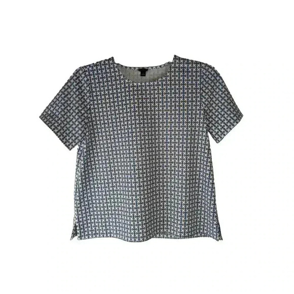 Ann Taylor Tops - Ann Taylor Womens Top Multicolor Chain Print Short Sleeve Side Slit Medium